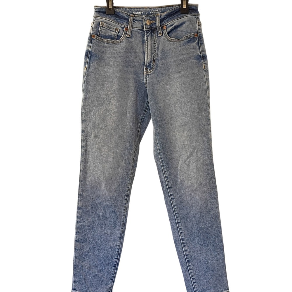 Old Navy Jeans‎ Women's Size 0 O.G. Straight High Rise Ultra Stretch Blue Denim